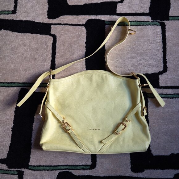 EUC Givenchy Voyou Medium Leather Hobo Bag in Soft Yellow - Picture 2 of 10